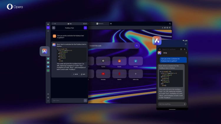 Opera Trials AI-Powered Sidebar "Aria", Incorporating OpenAI’s ChatGPT